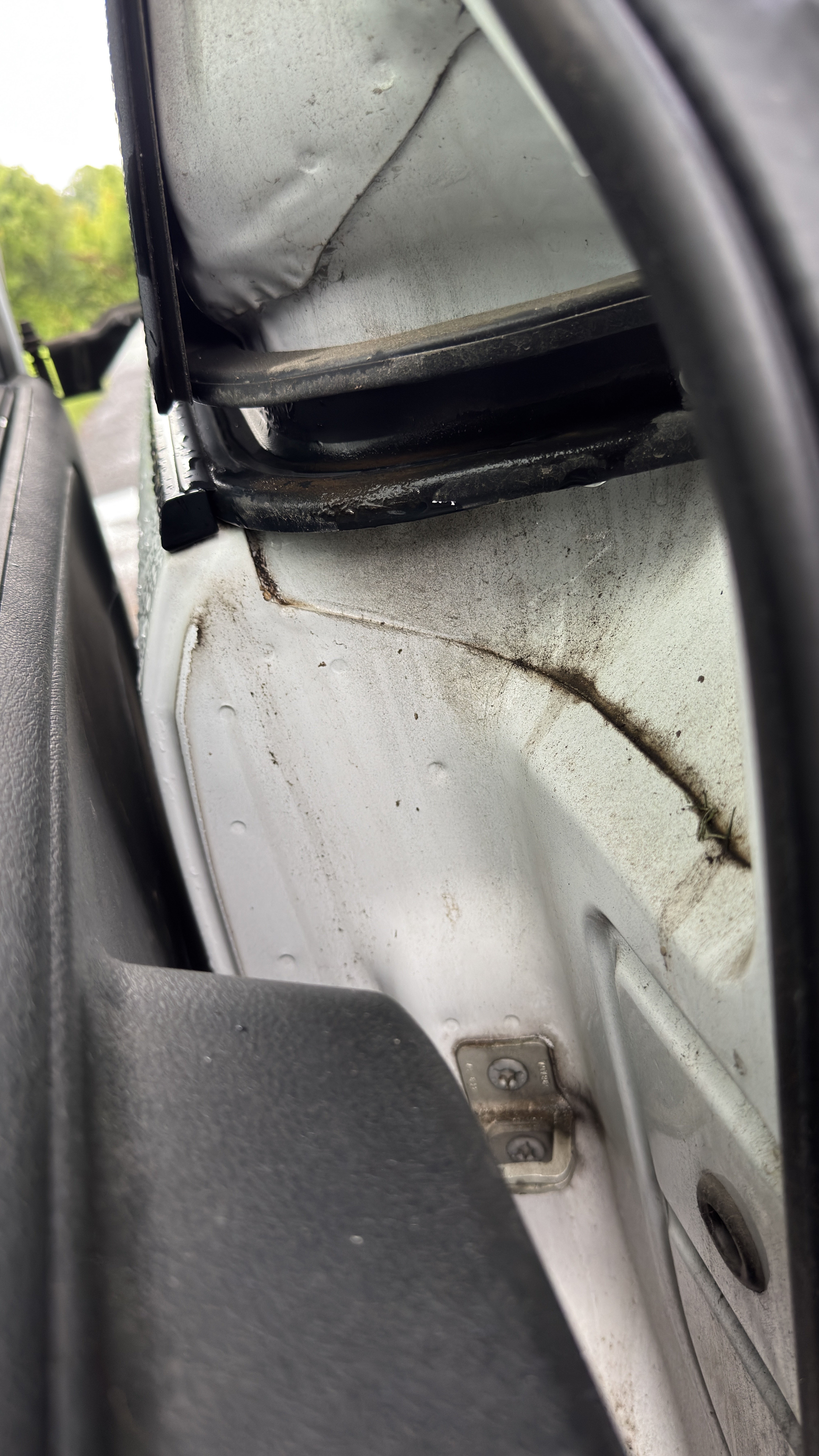 Before — dirty white door jamb with grime buildup