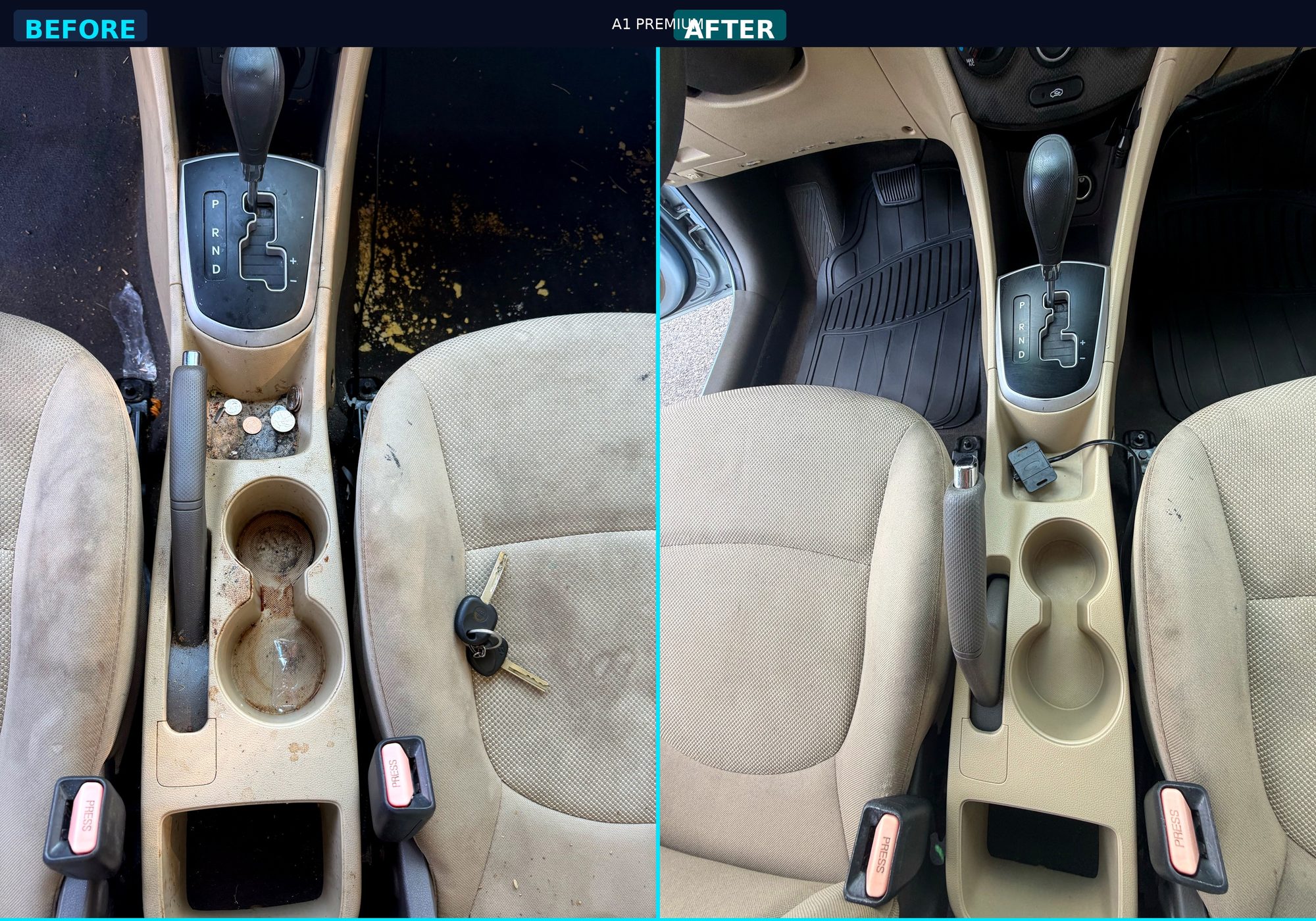 Before and after — 2011 Hyundai Accent console, Interior Detail