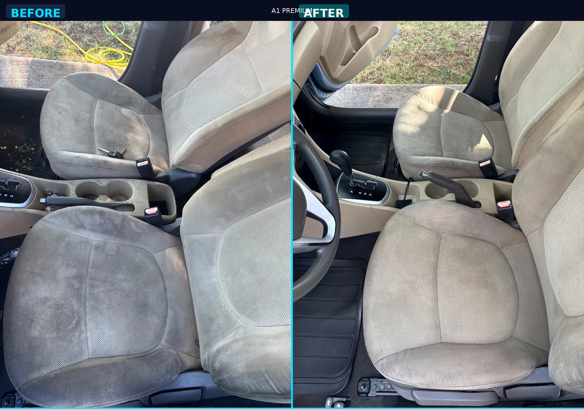 Before and after — 2011 Hyundai Accent front seats, Interior Detail