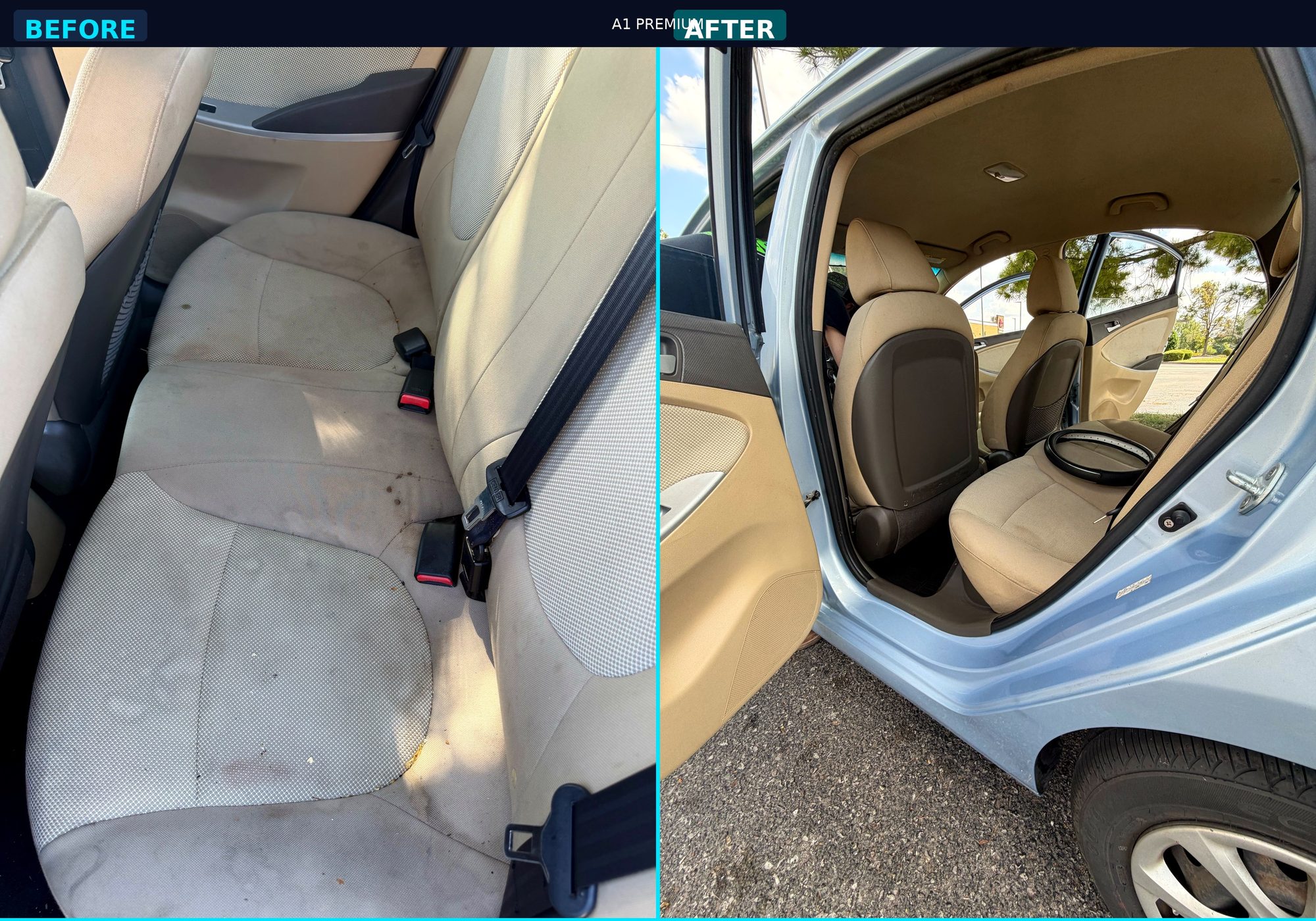 Before and after — 2011 Hyundai Accent rear seats, Interior Detail