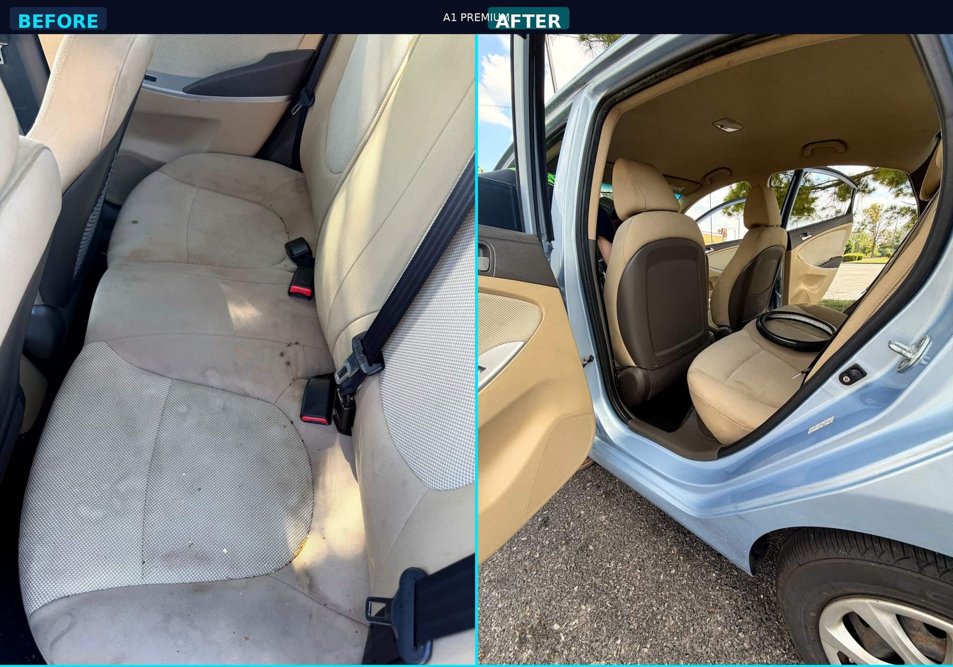 Before and after of Hyundai Accent rear seats