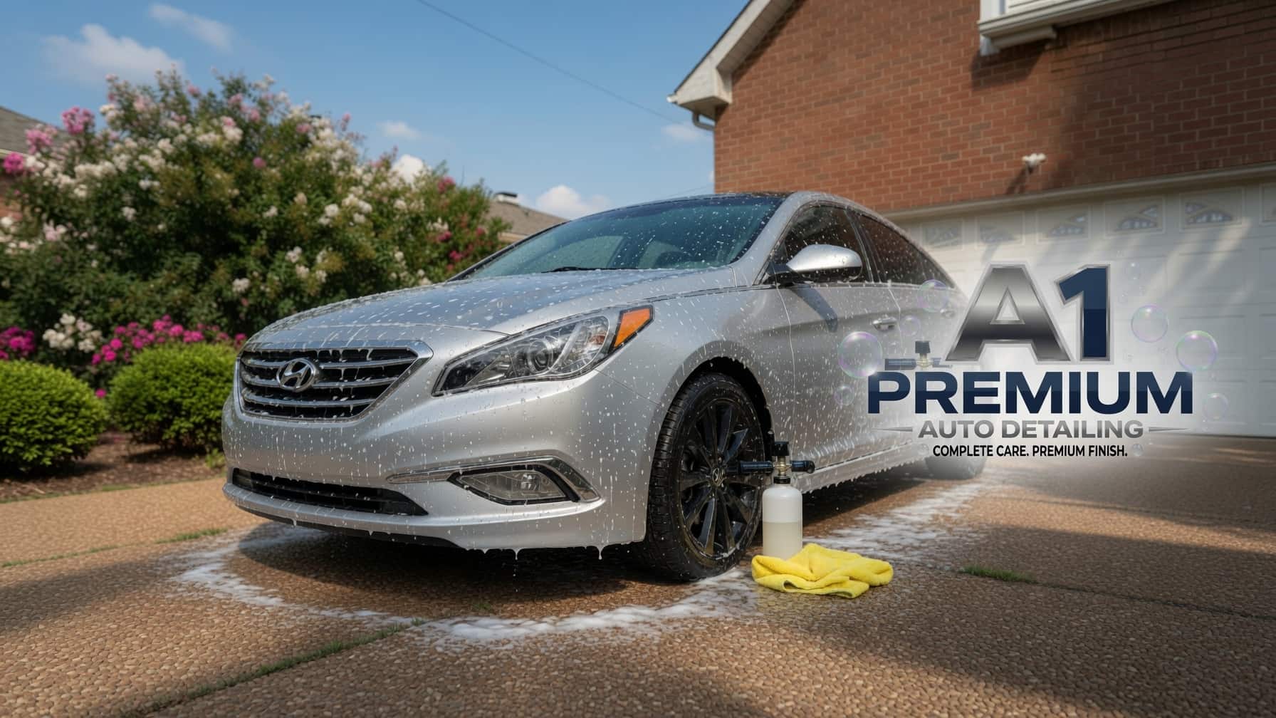 Silver Hyundai Sonata after a mobile detail in Hendersonville, TN