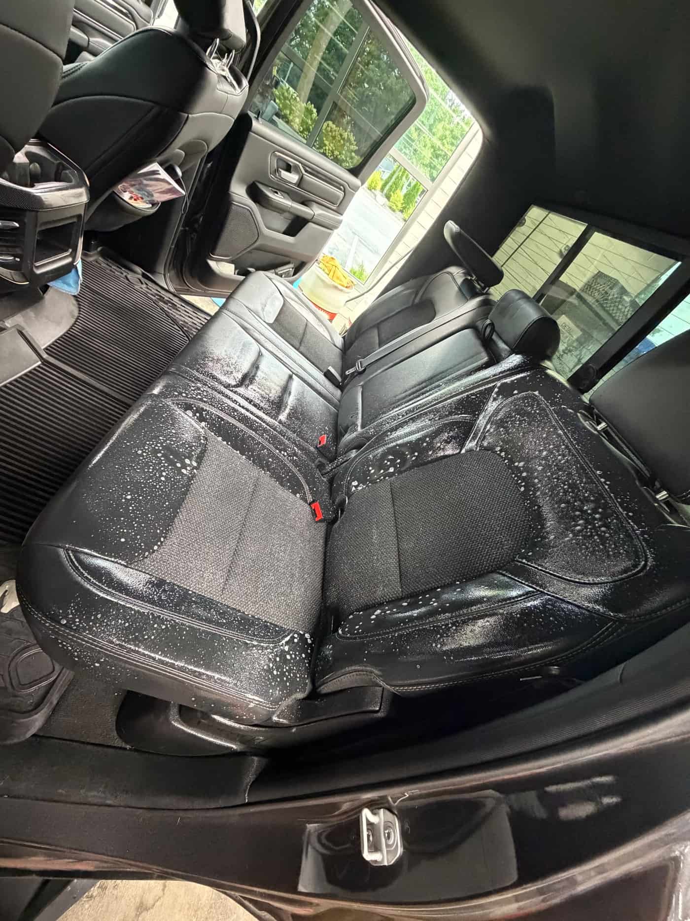 Leather rear seats during a seat treatment