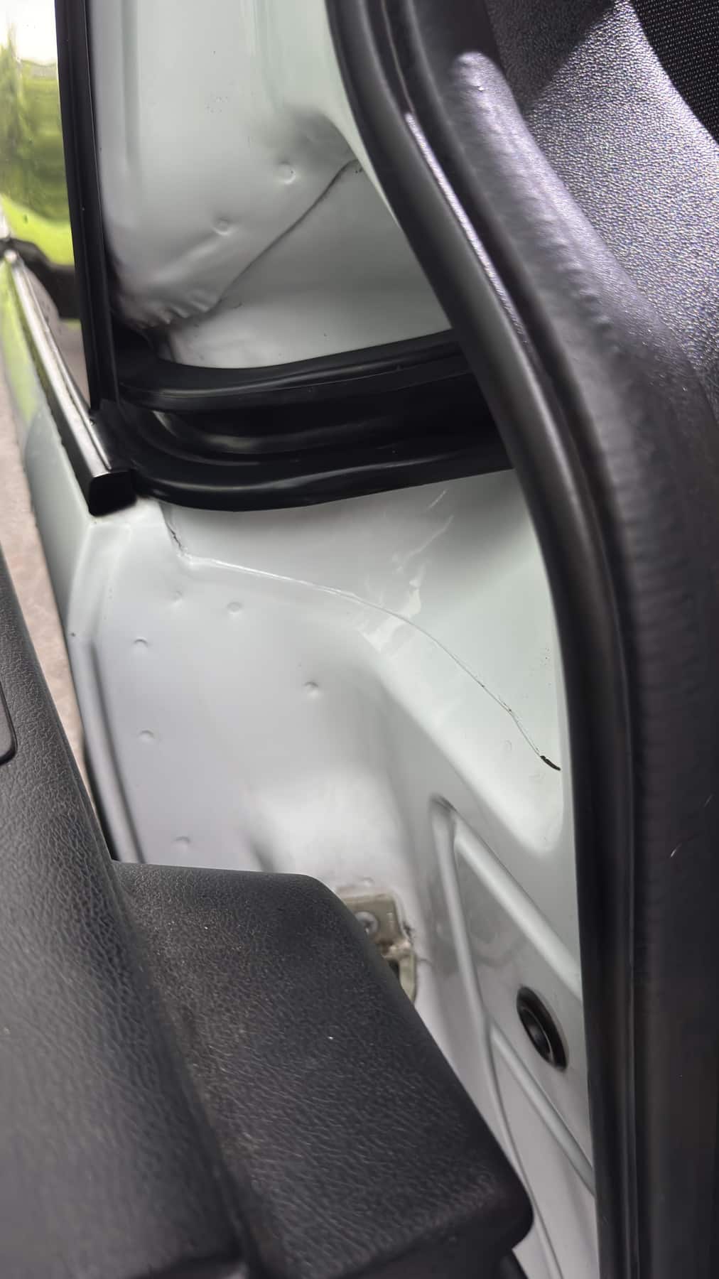 Minivan door jamb wiped clean