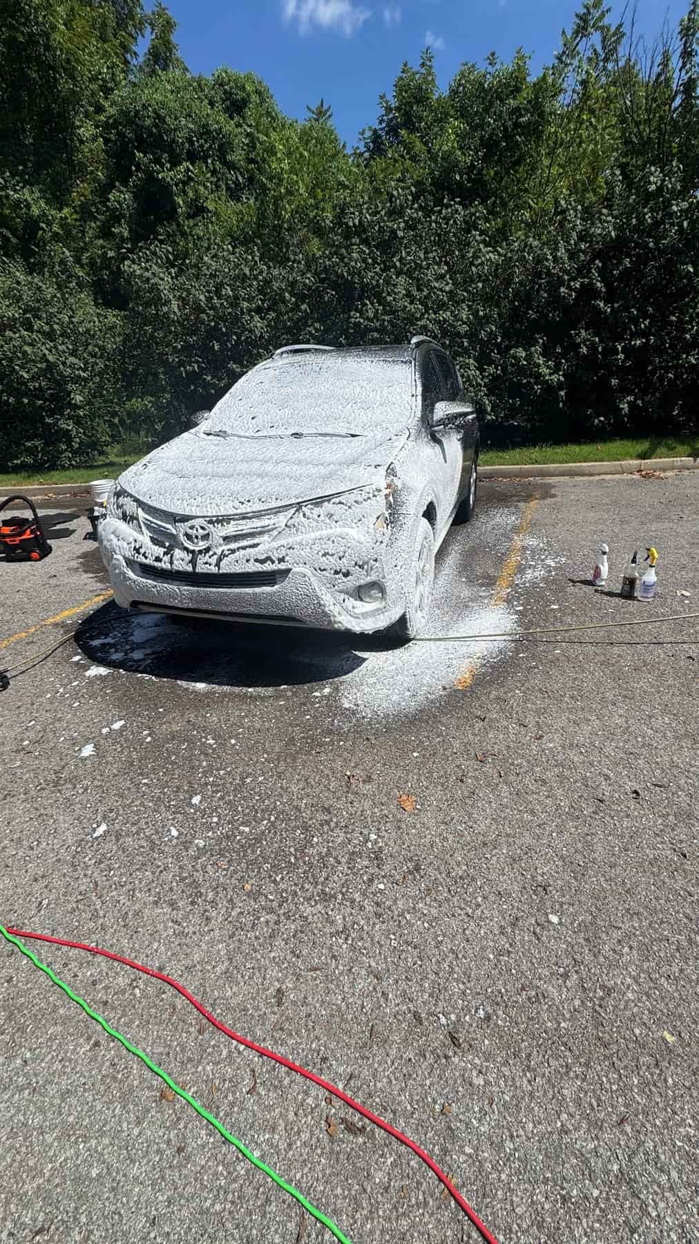 Toyota RAV4 covered in foam